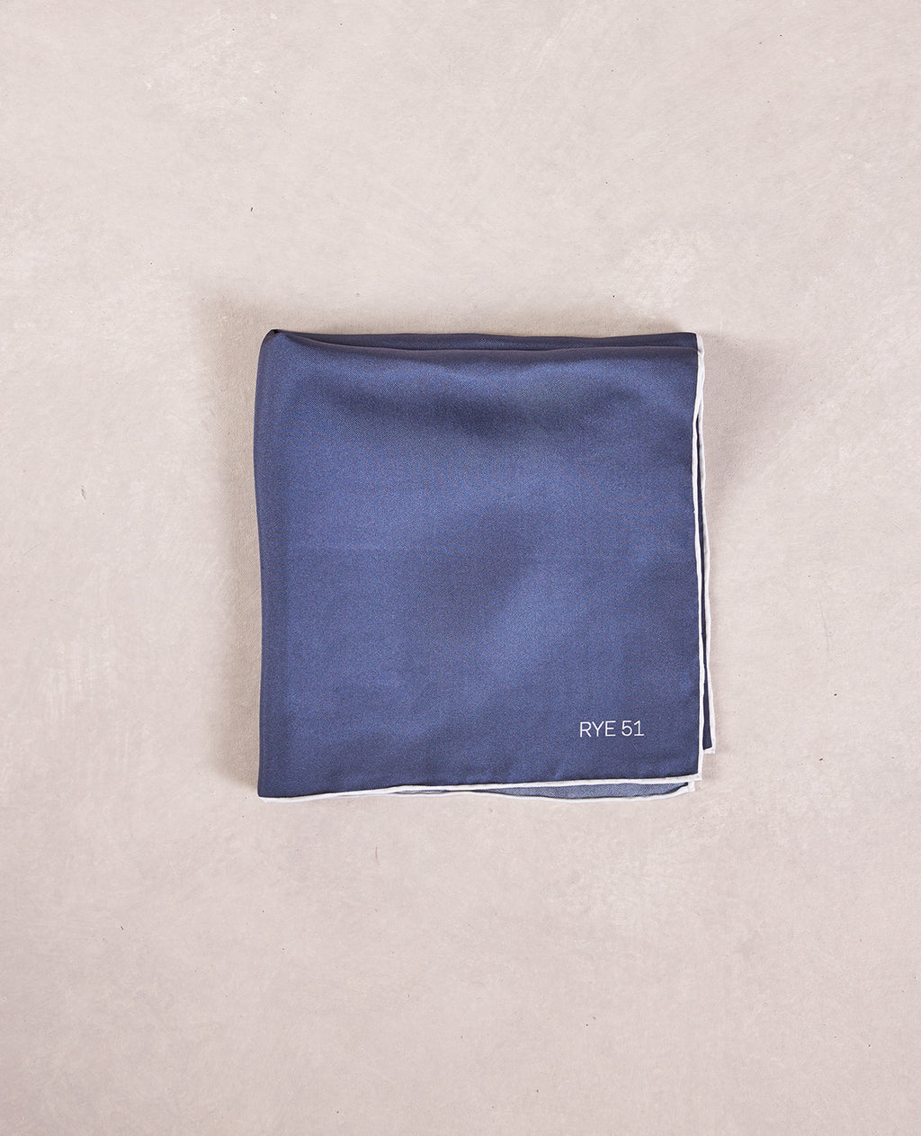 The Silk Pocket Square - 100% Silk Pocket Square - Solid Navy w/ Contrast White Trim
